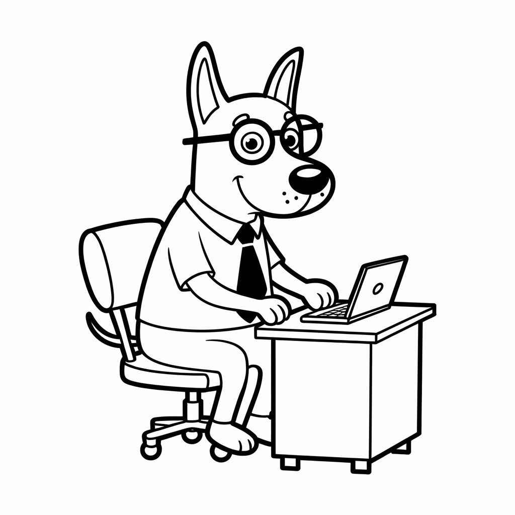 Business Dog Coloring Page