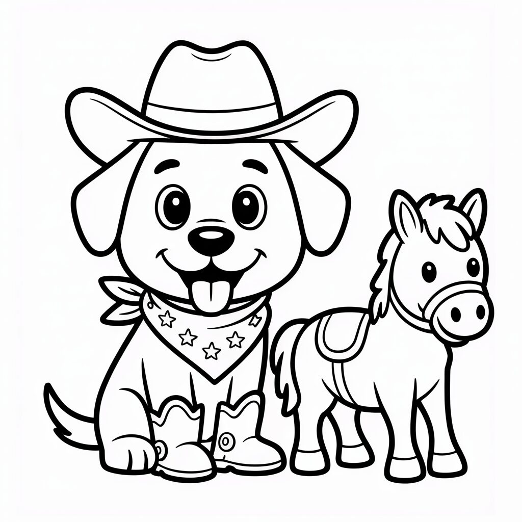 Cowboy Dog Coloring Page