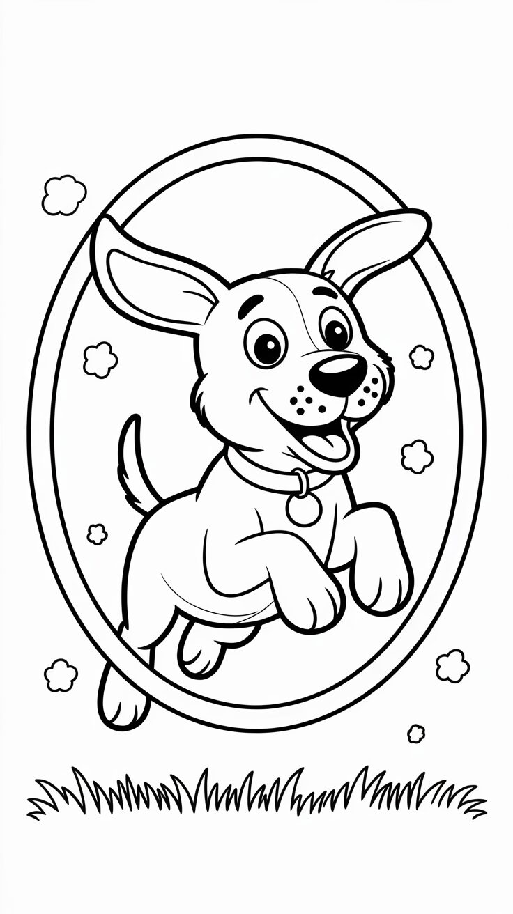 Dog Hoop Jump Coloring