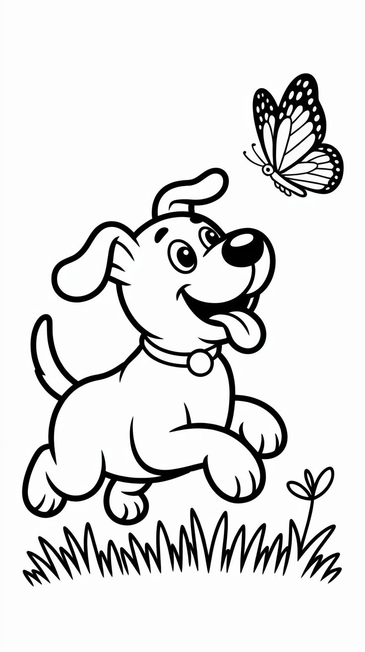 Dog and Butterfly Coloring