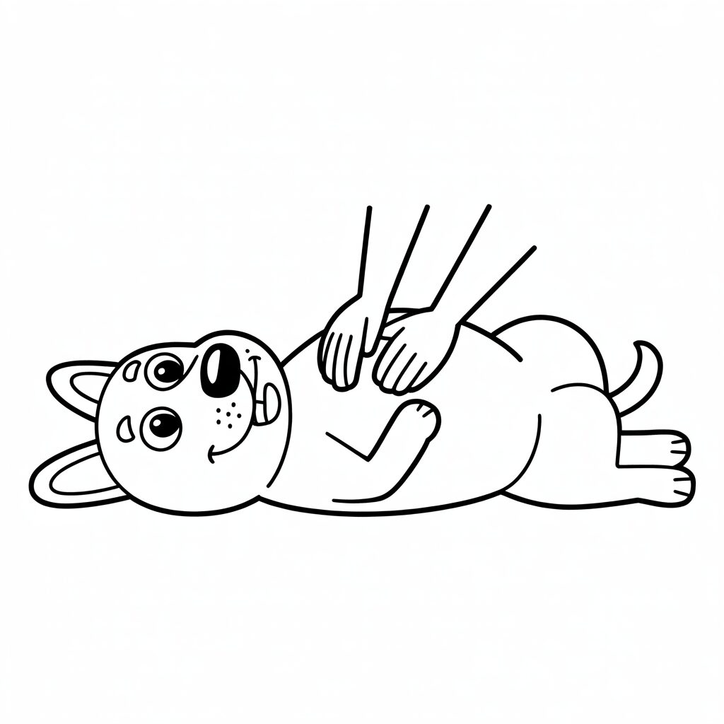Dog belly rub coloring page