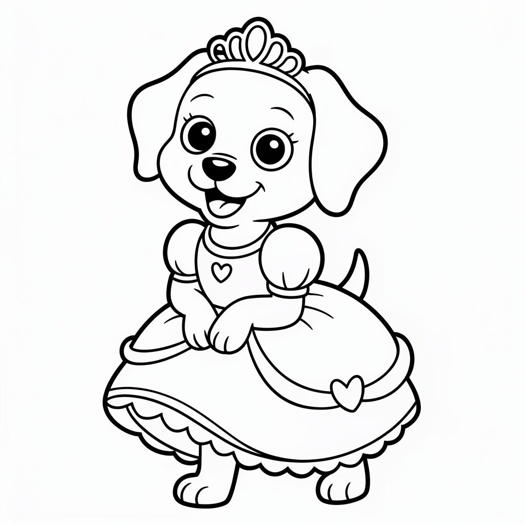 Princess Dog Coloring Page