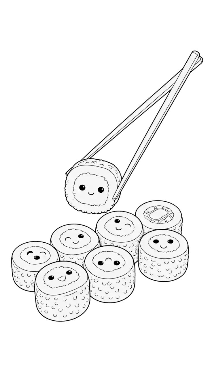 kawaii coloring pages sushi