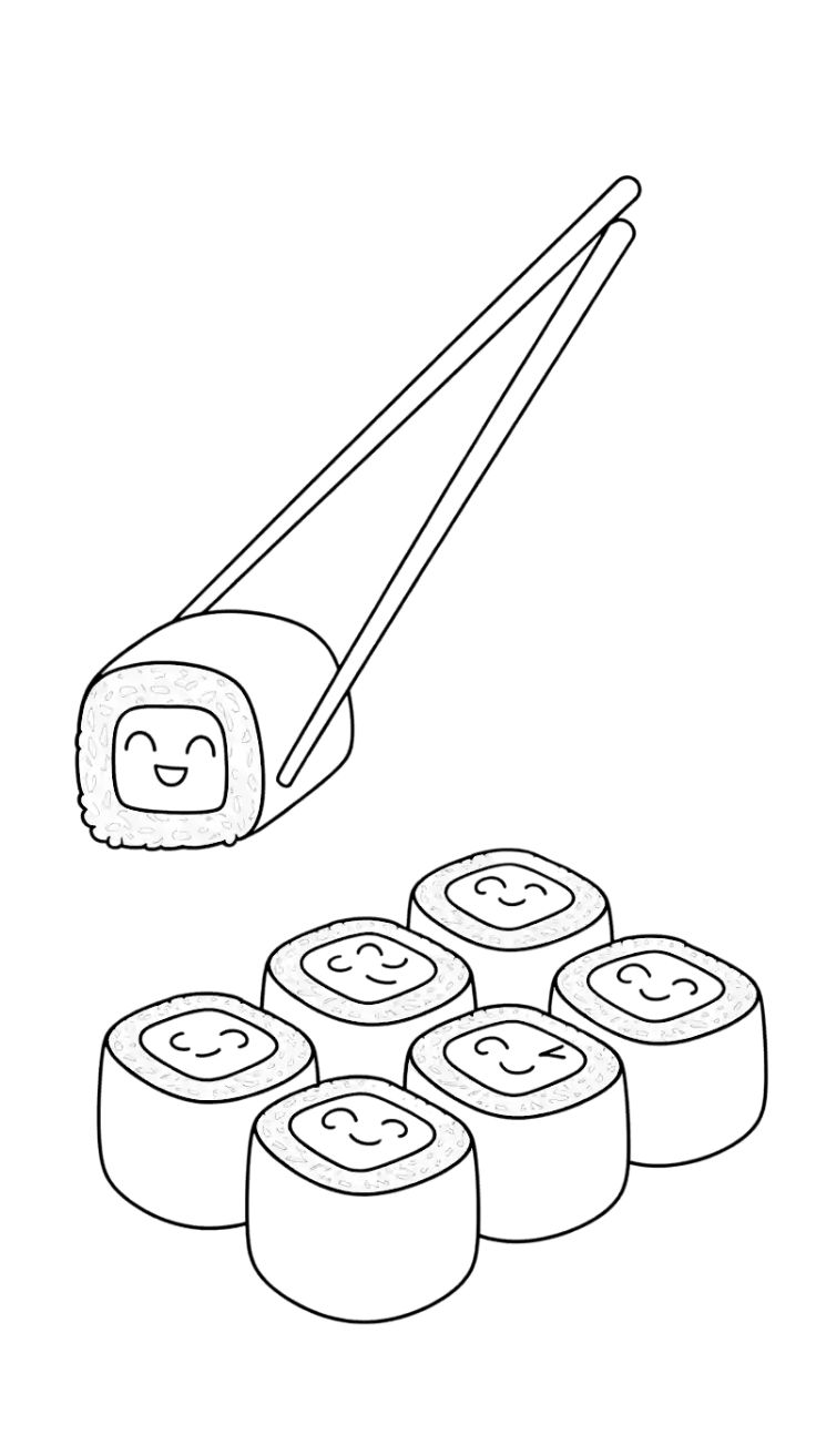 cute sushi coloring page