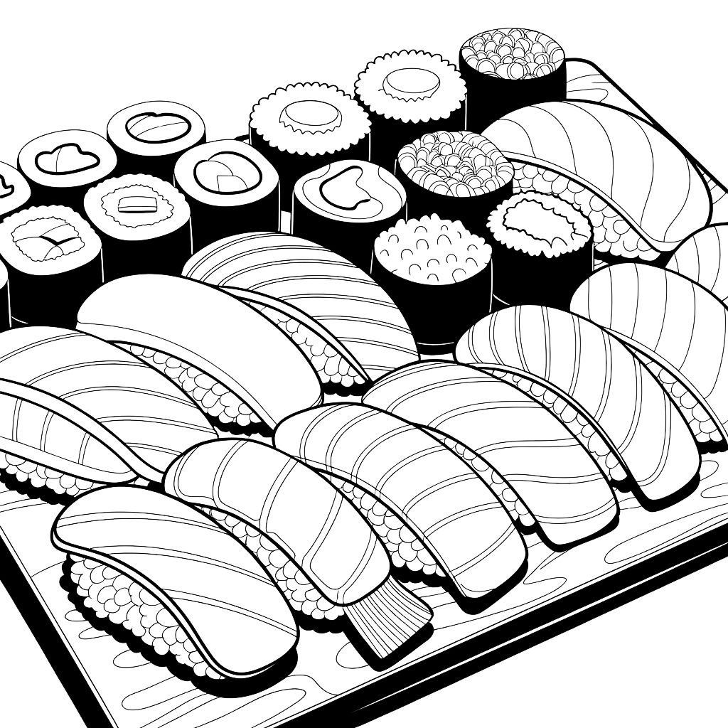 sushi coloring page printable