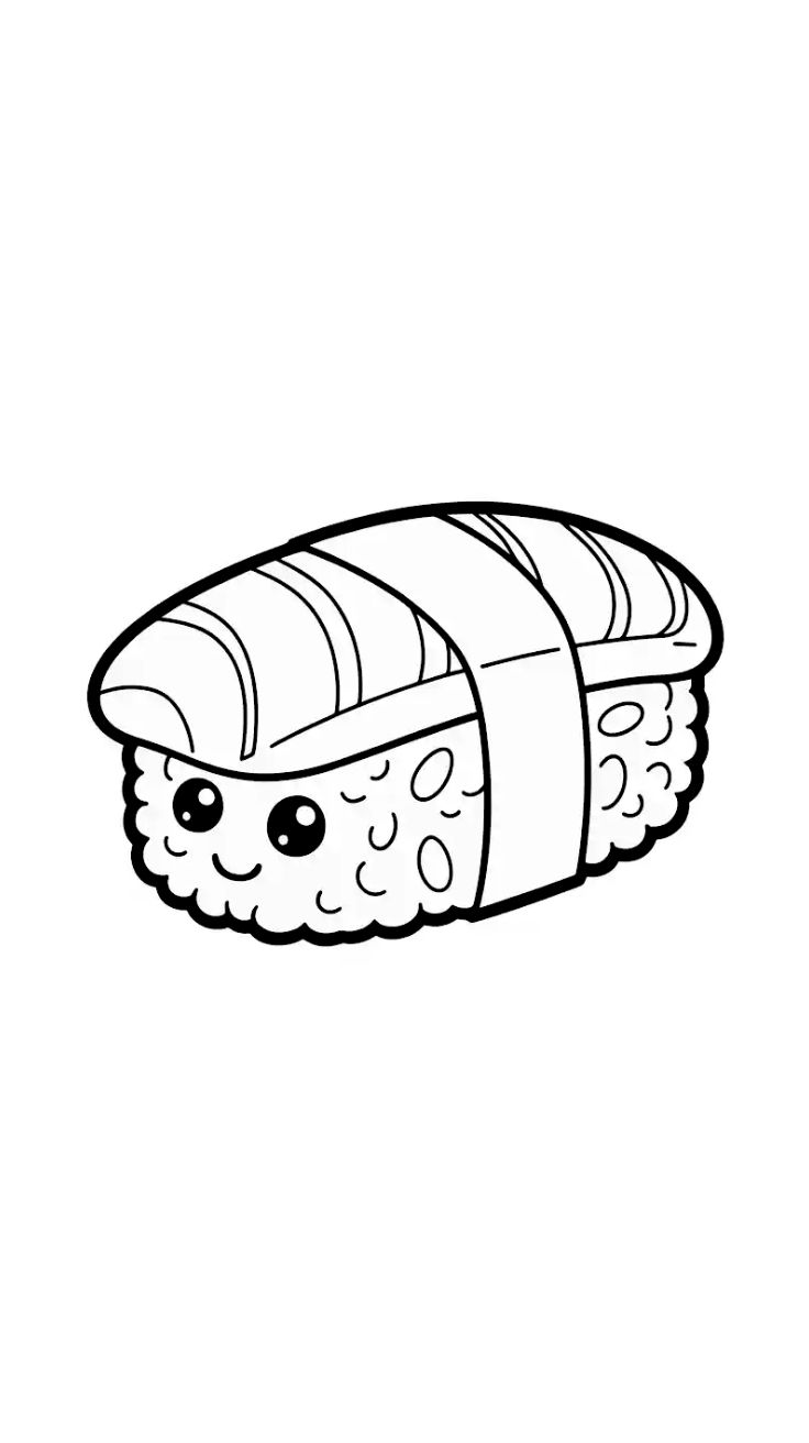 kawaii sushi coloring pages