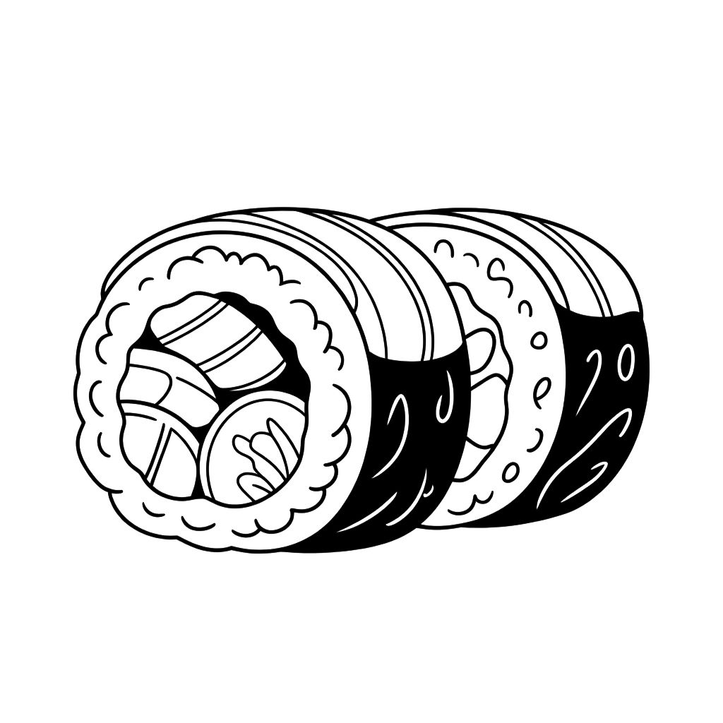 easy sushi coloring page