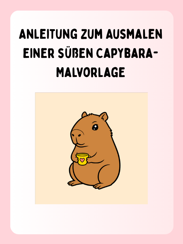 Anleitung zum Ausmalen einer süßen Capybara-Malvorlage