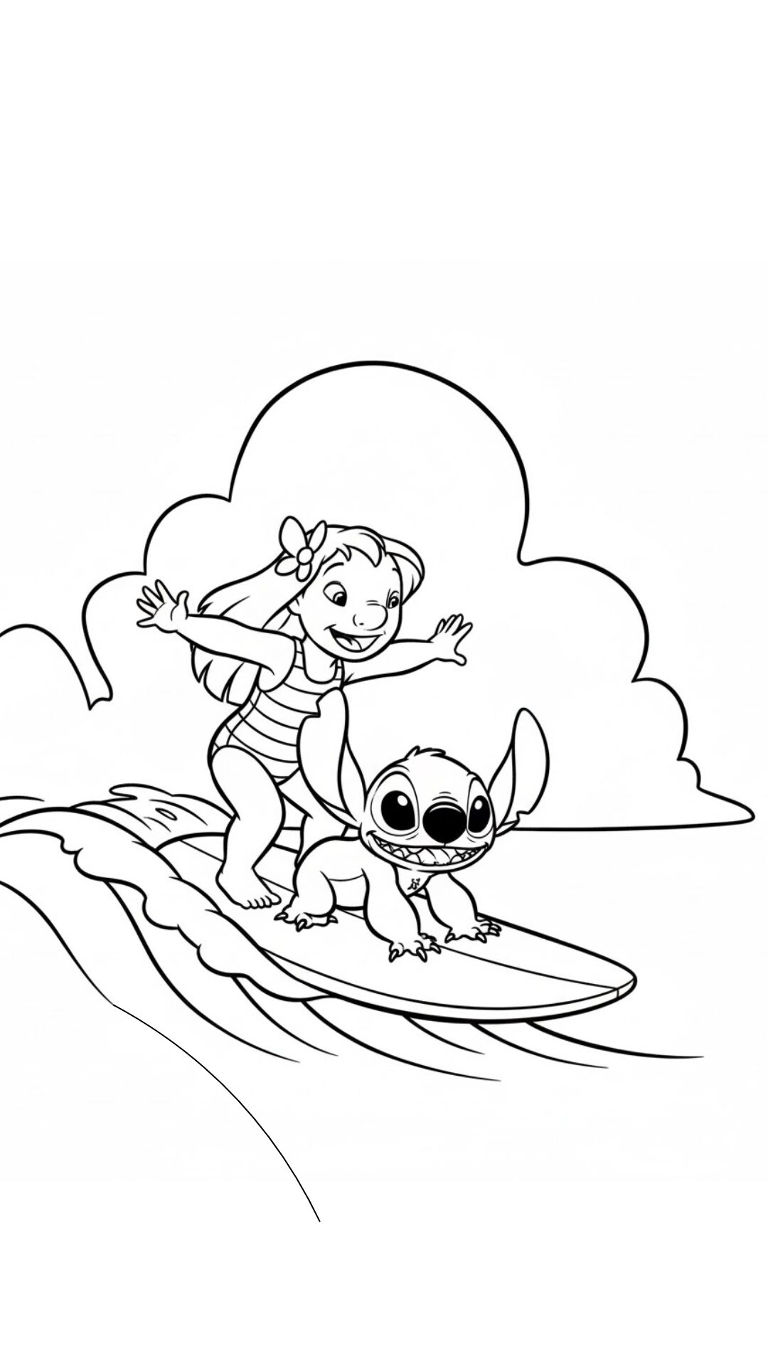 Lilo and Stitch waves coloring page