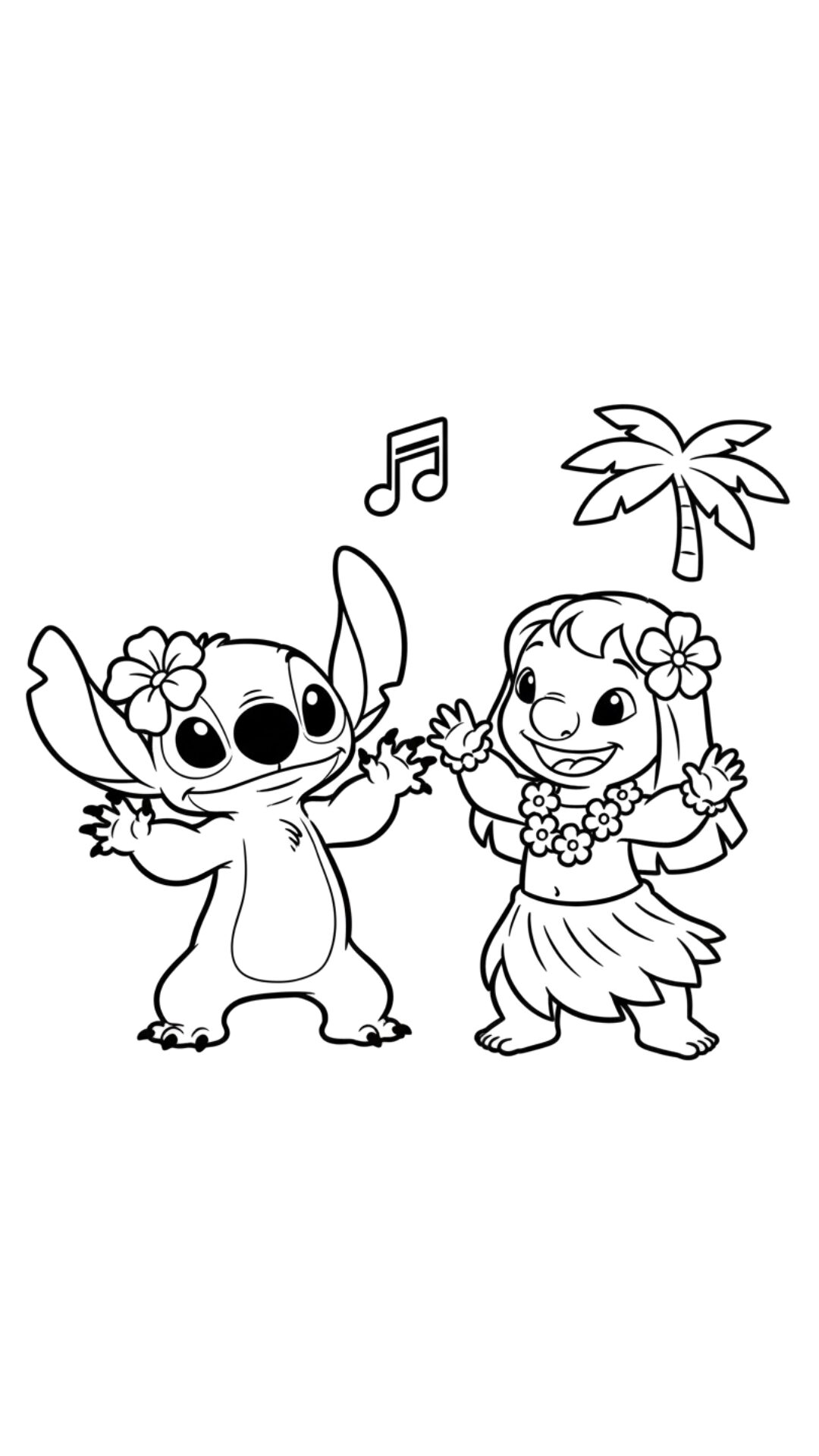 Stitch hula dance coloring page