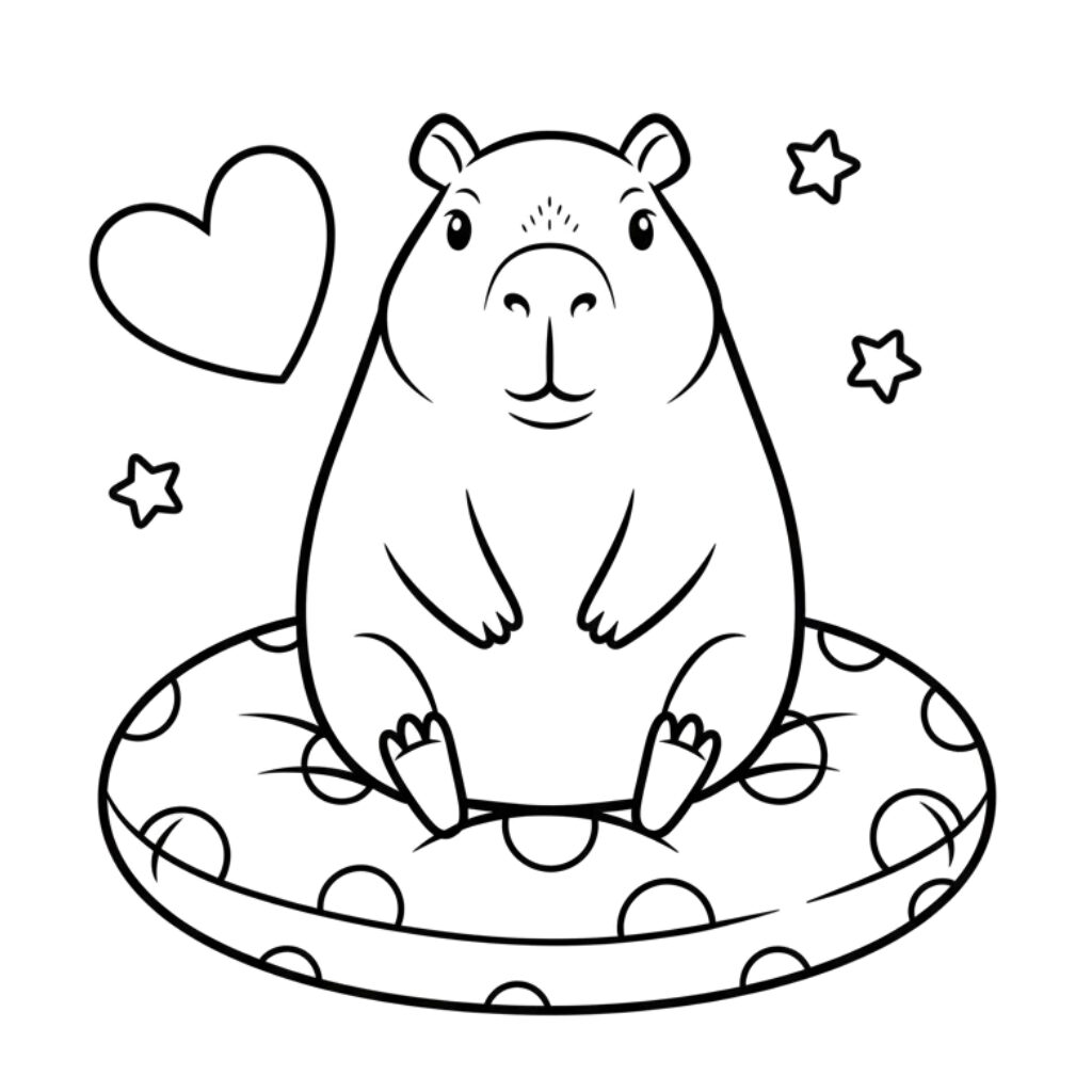 cute kawaii capybara coloring pages
