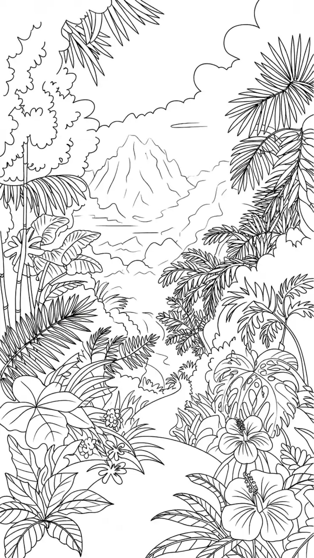 jungle leaves coloring page