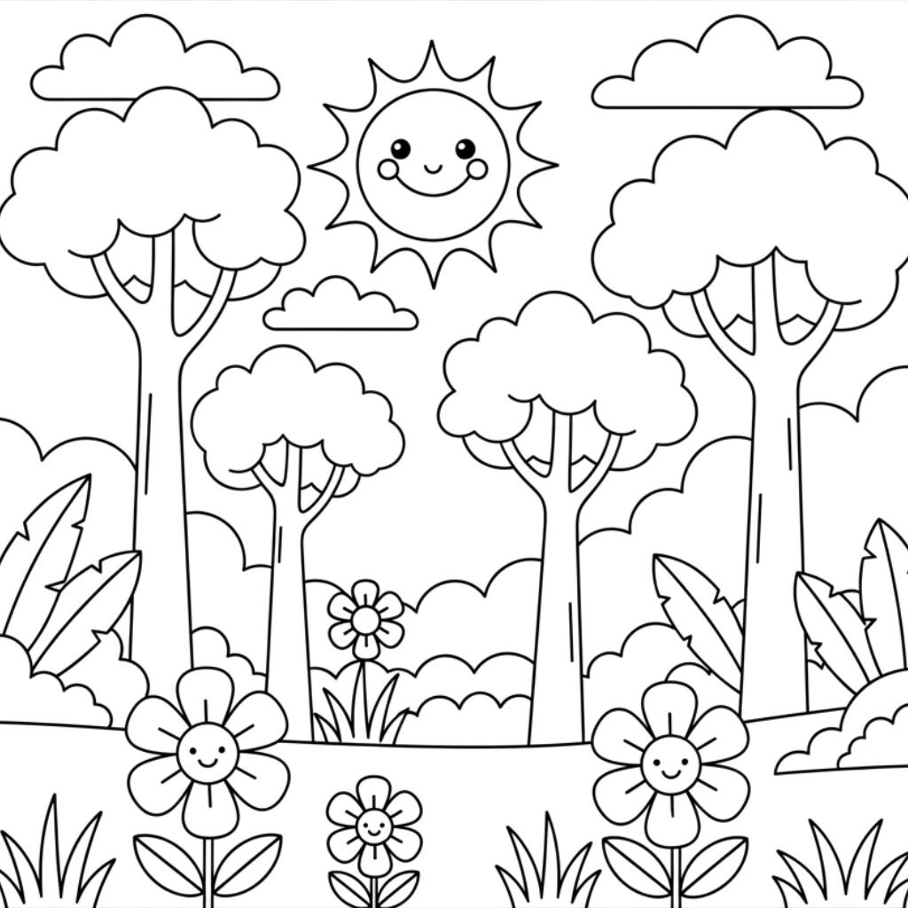 easy jungle coloring page