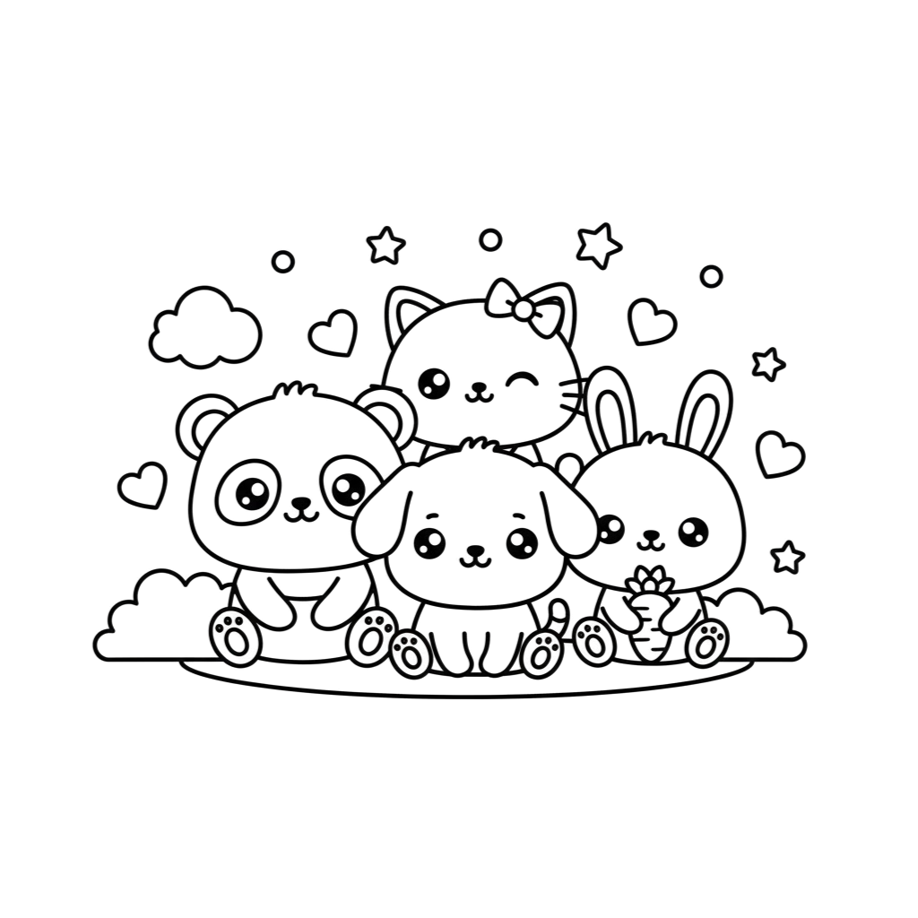kawaii cute animal coloring page