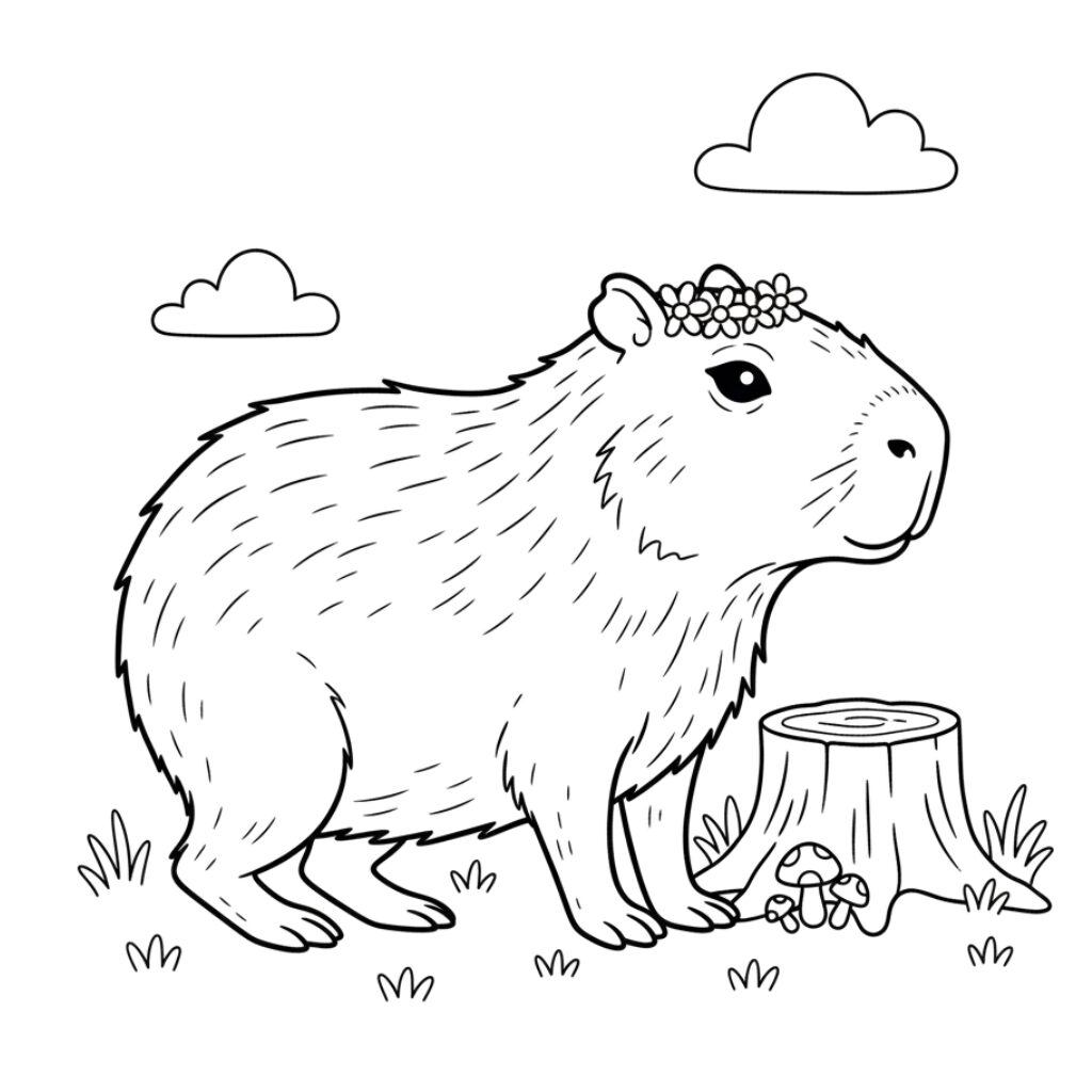 capybara coloring page cute