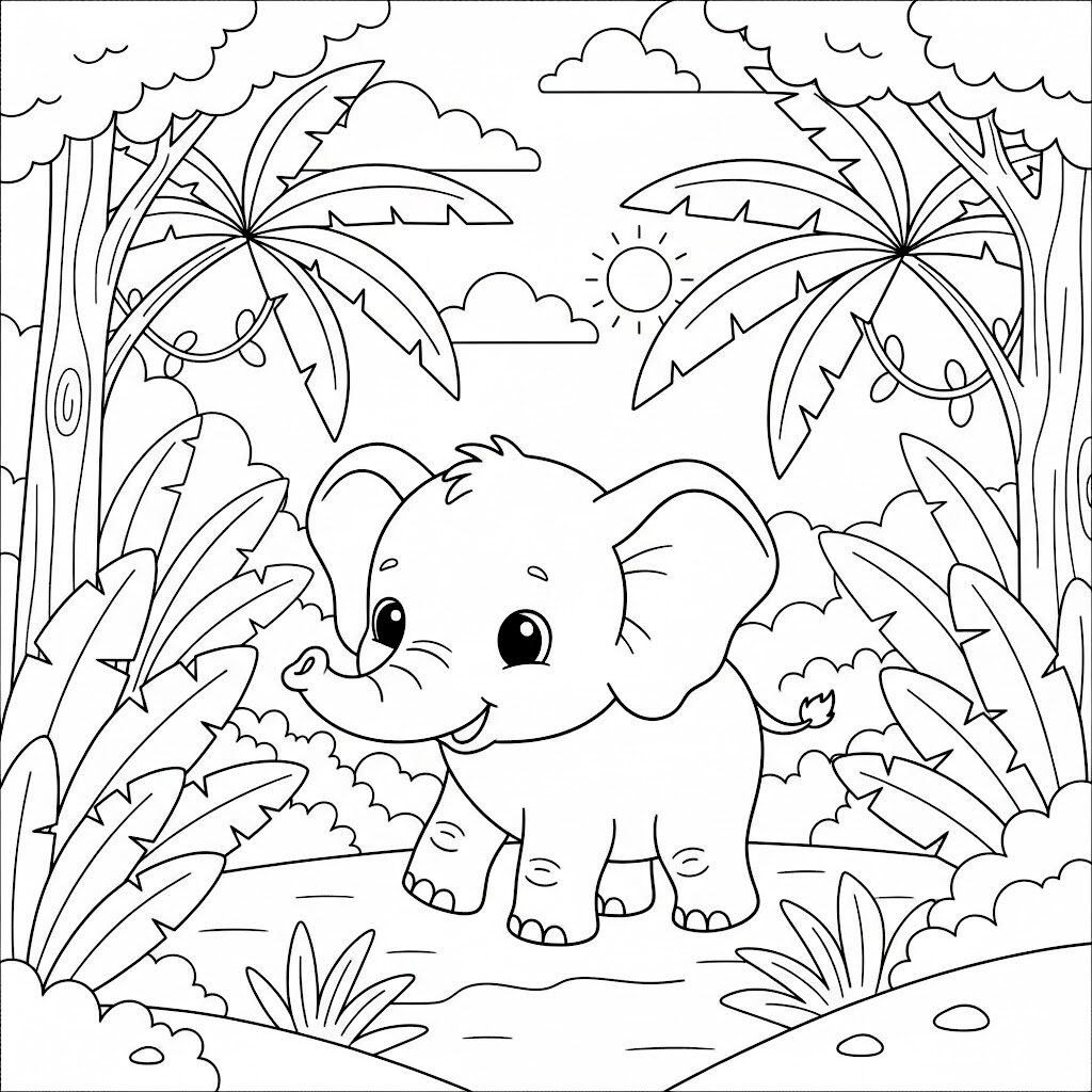 jungle animals coloring page