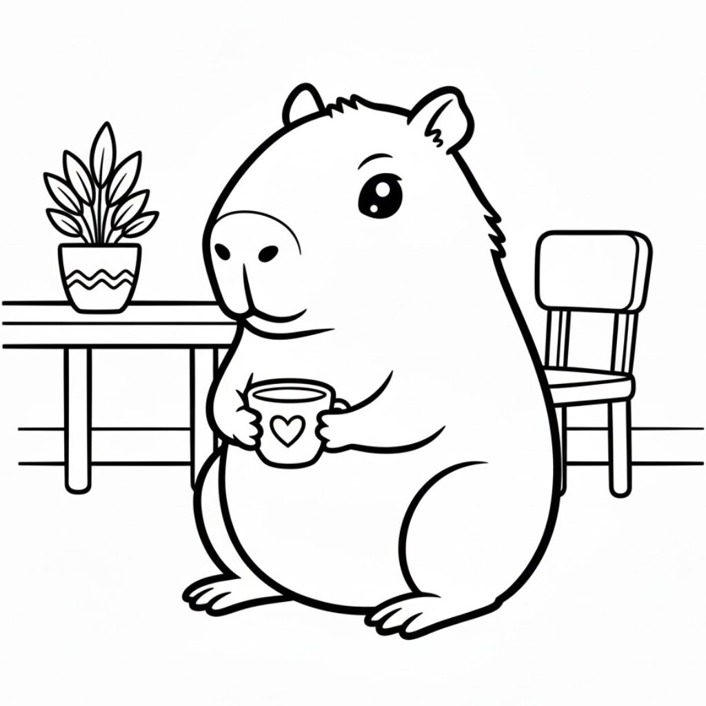 cute capybara coloring pages