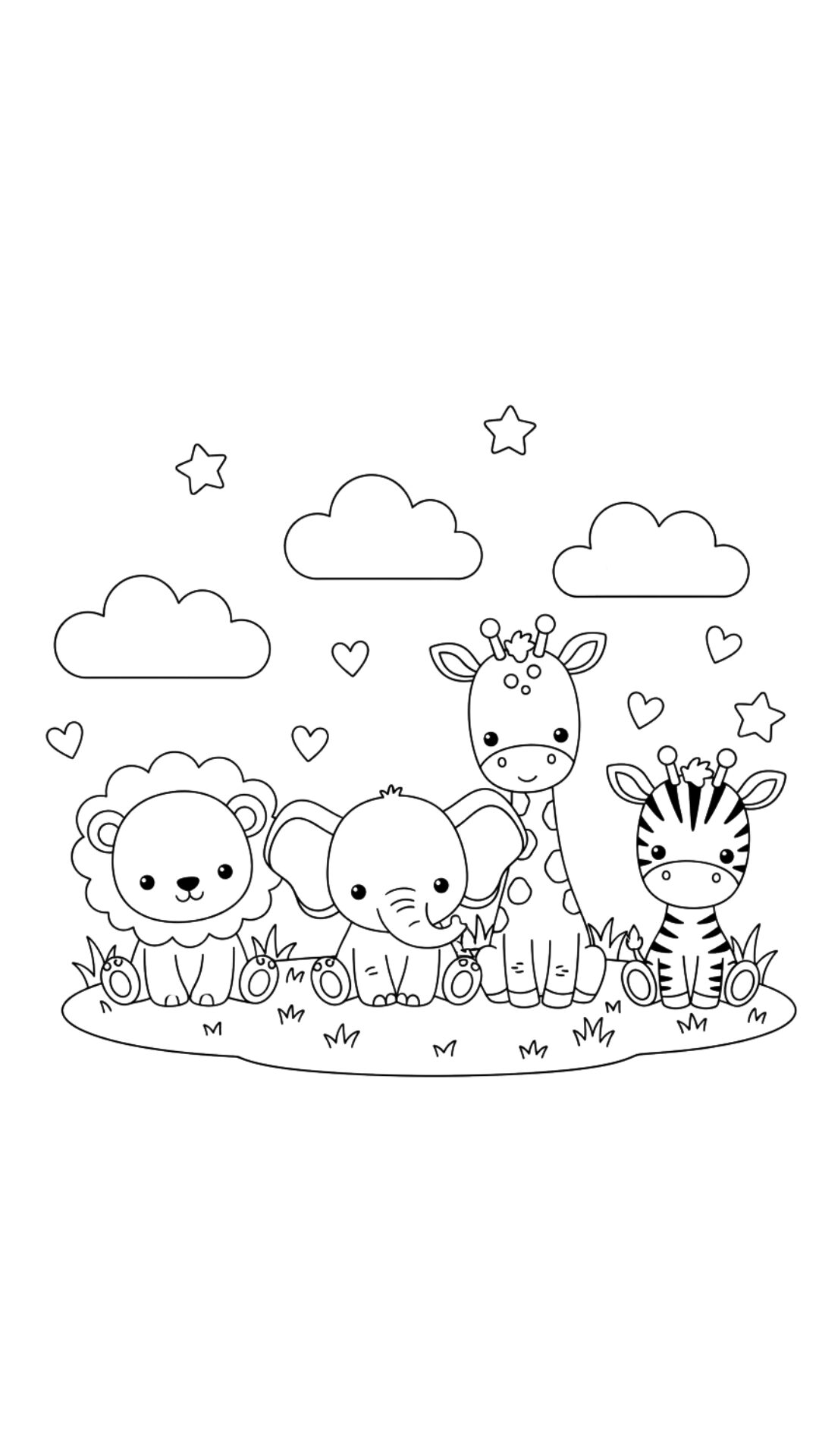 cute baby animals coloring page