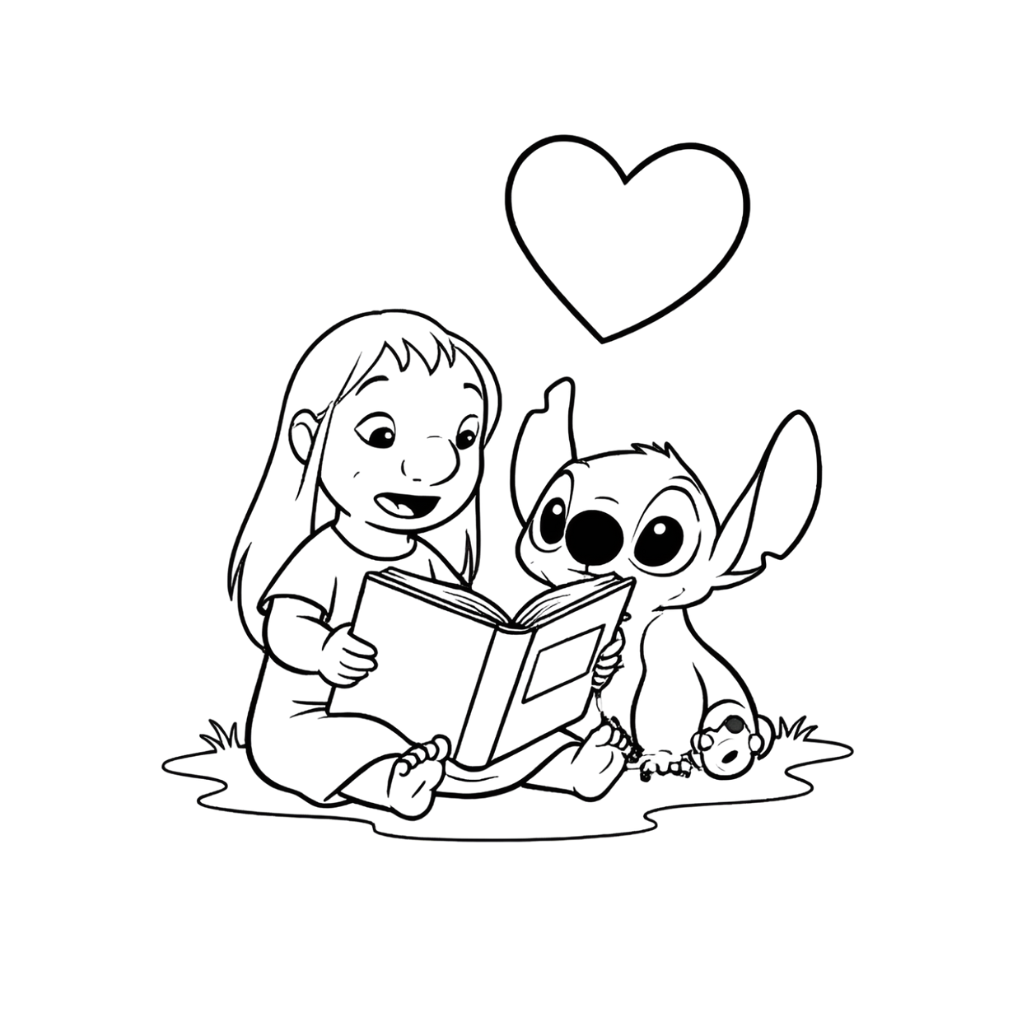 Stitch, Angel, and Lilo coloring page