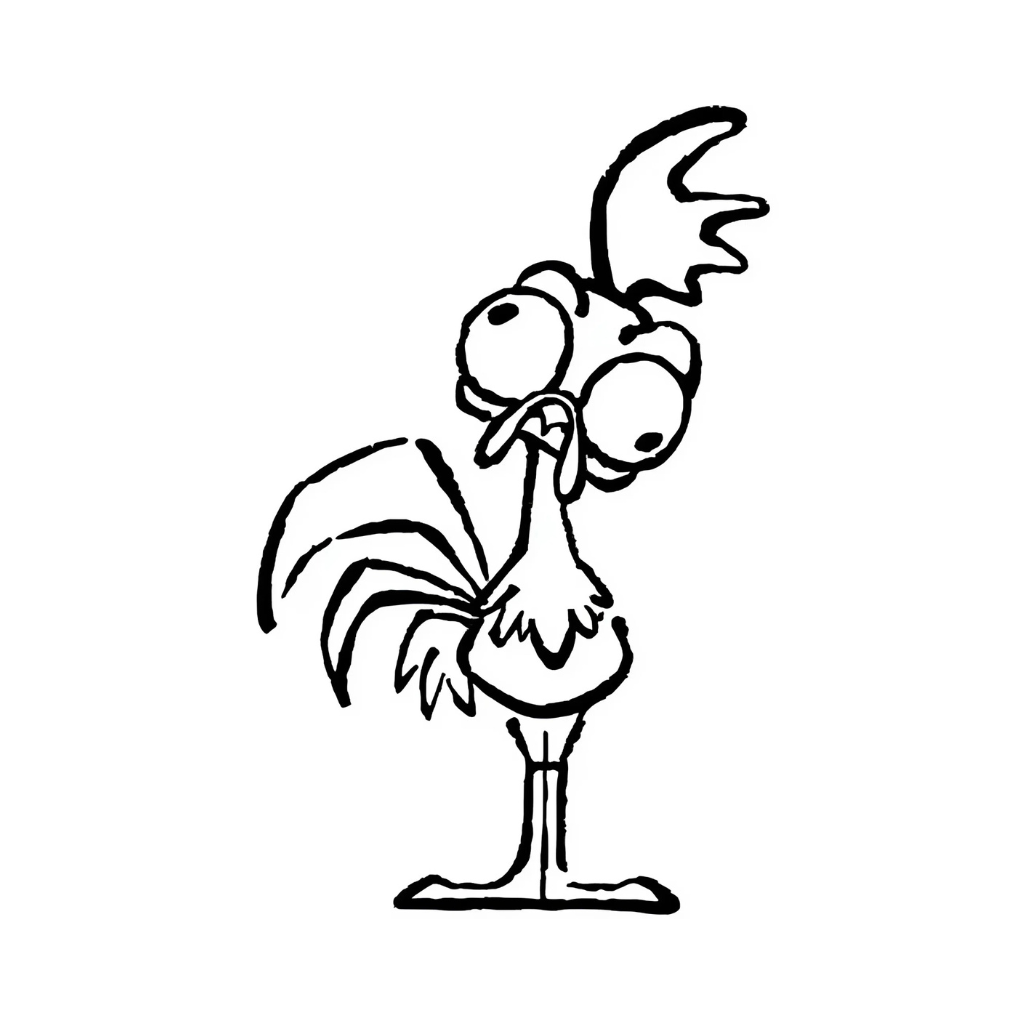 Heihei coloring page in a funny pose