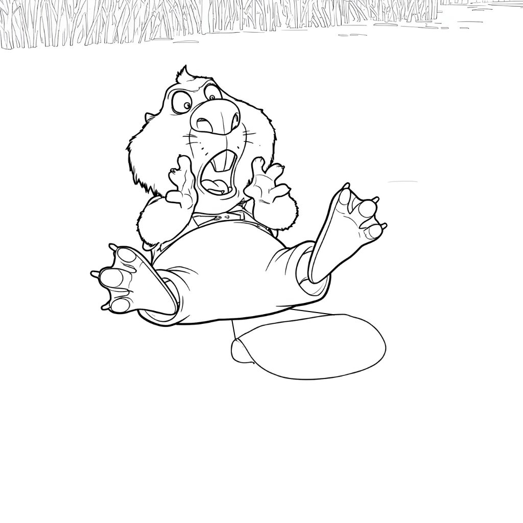Coloring page of Nibbles swimming in the river