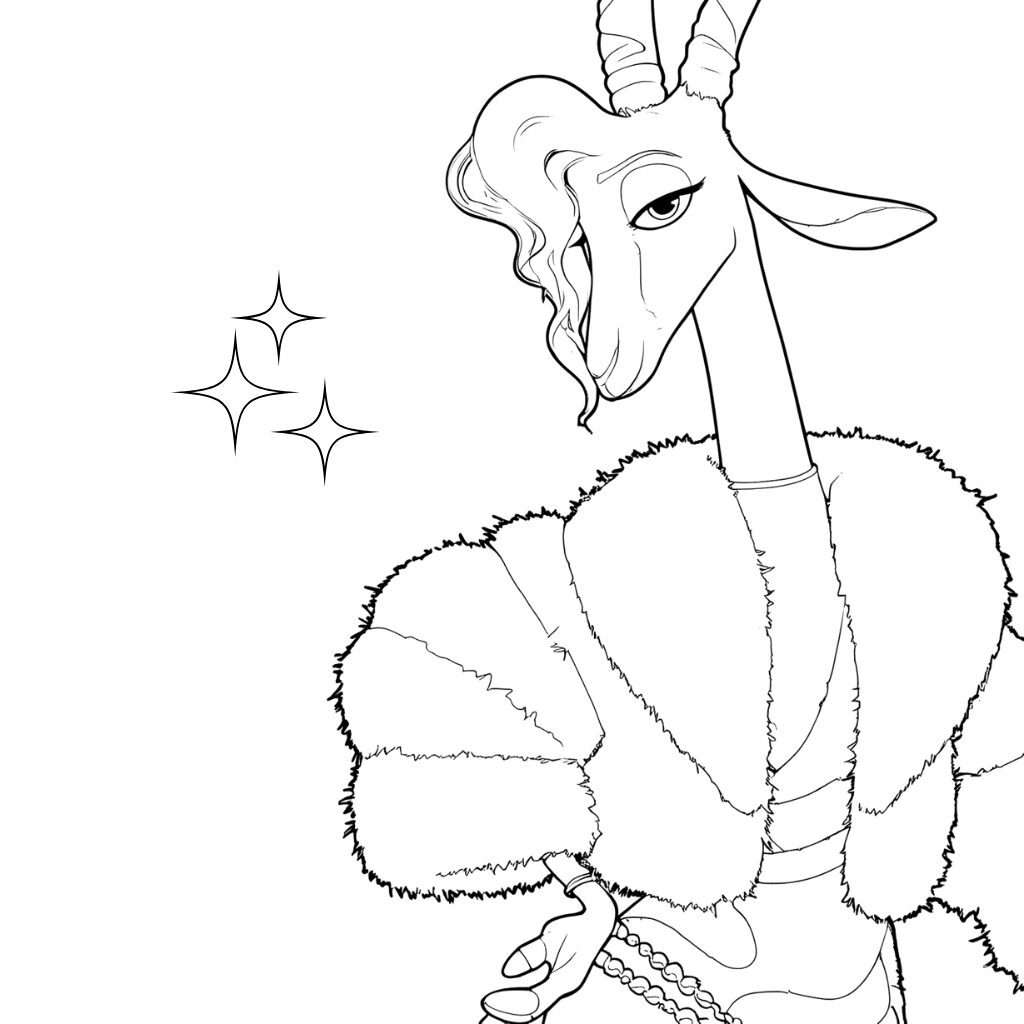 Coloring pages of Gazelle in an elegant fur coat